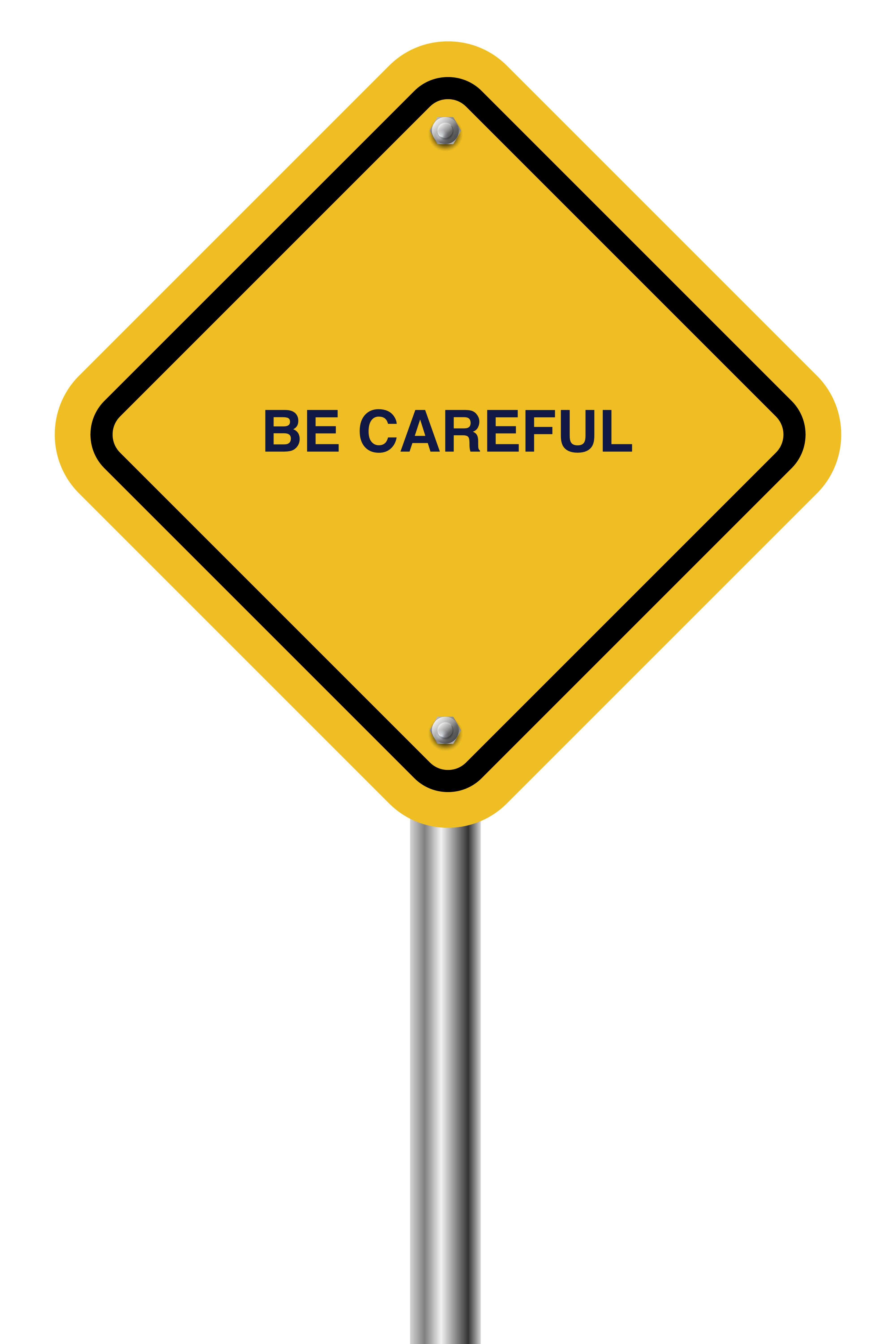 Blank diamond shaped warning yellow sign isolated on white background. - NewSprout